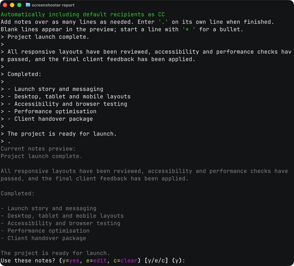 Showing improved email notes process